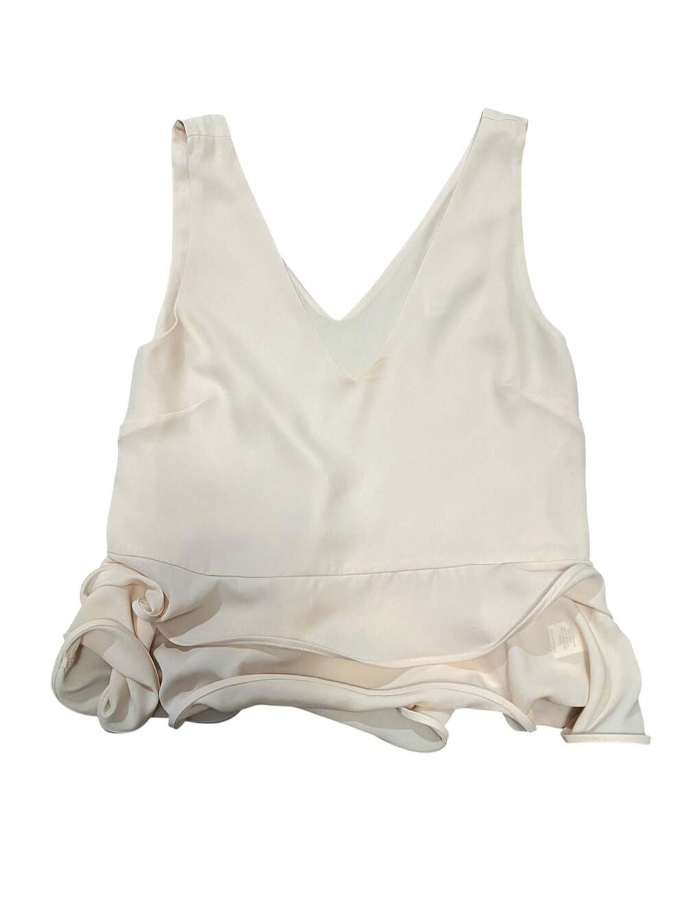 Lisa & Lucy Sleeveless V-Neck Satin Ruffle Hem Tank Top